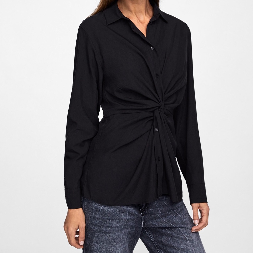 Zara Black Twist Front Blouse